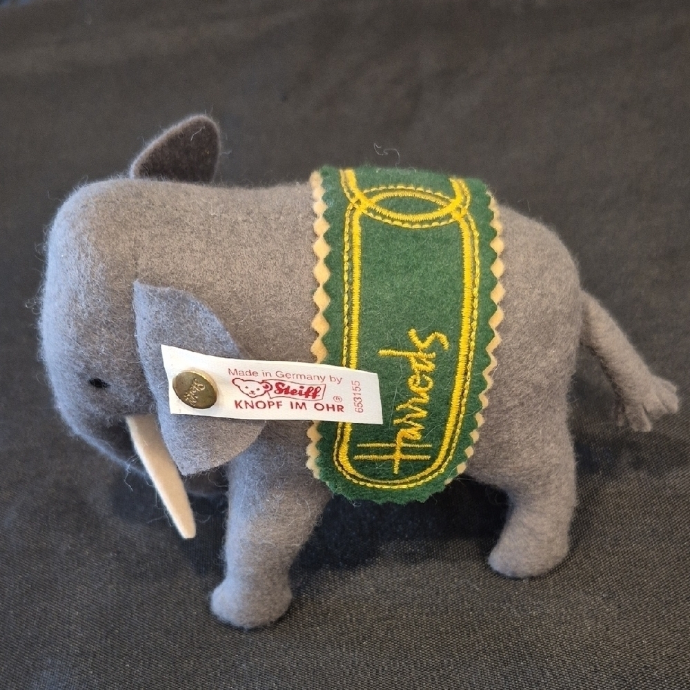 Steiff Made For Harrods Gray Elephant Plush - Picture 2 of 9